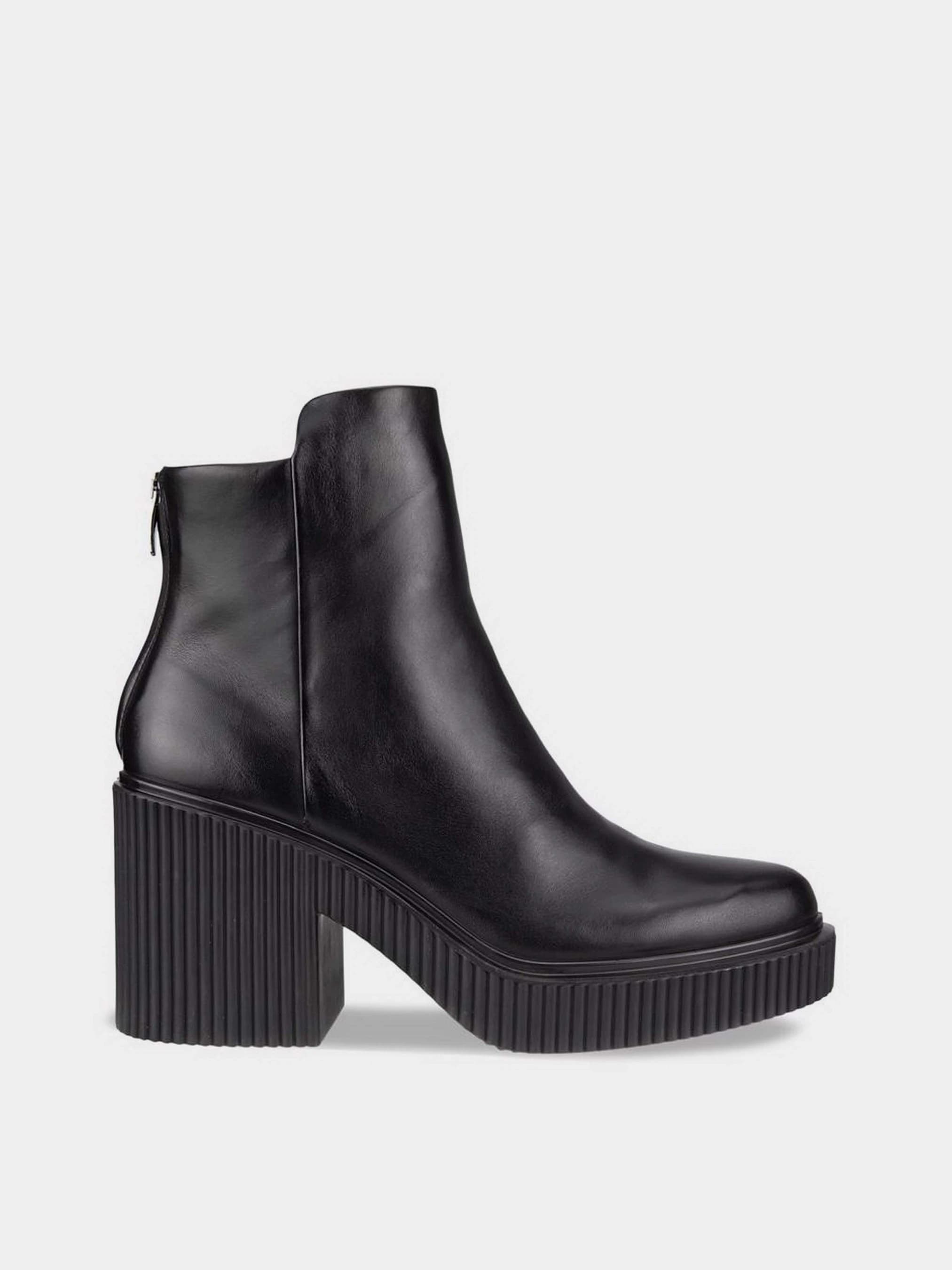 Черевики жіночі ECCO Fluted Heel чорні шкіряні на рифленій платформі