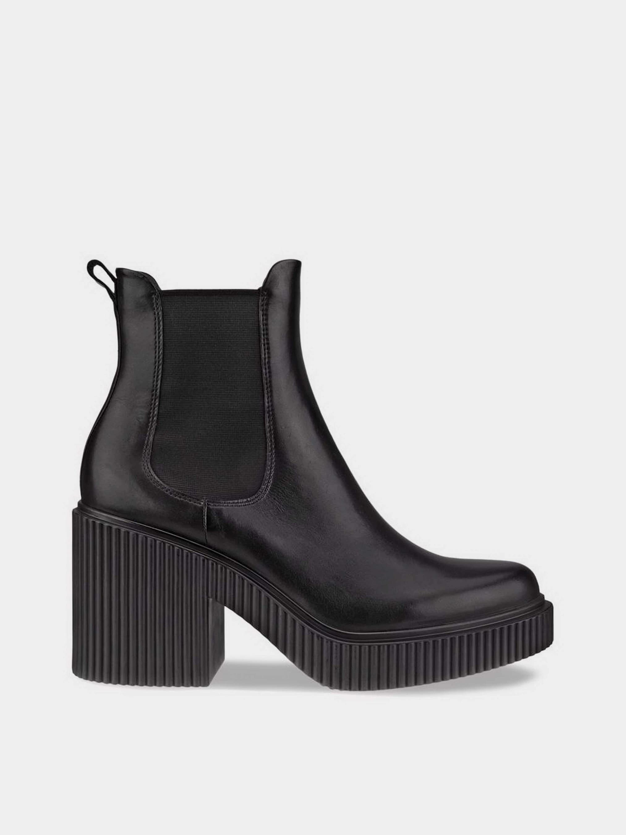 Черевики жіночі ECCO Fluted Heel чорні шкіряні челсі на платформі
