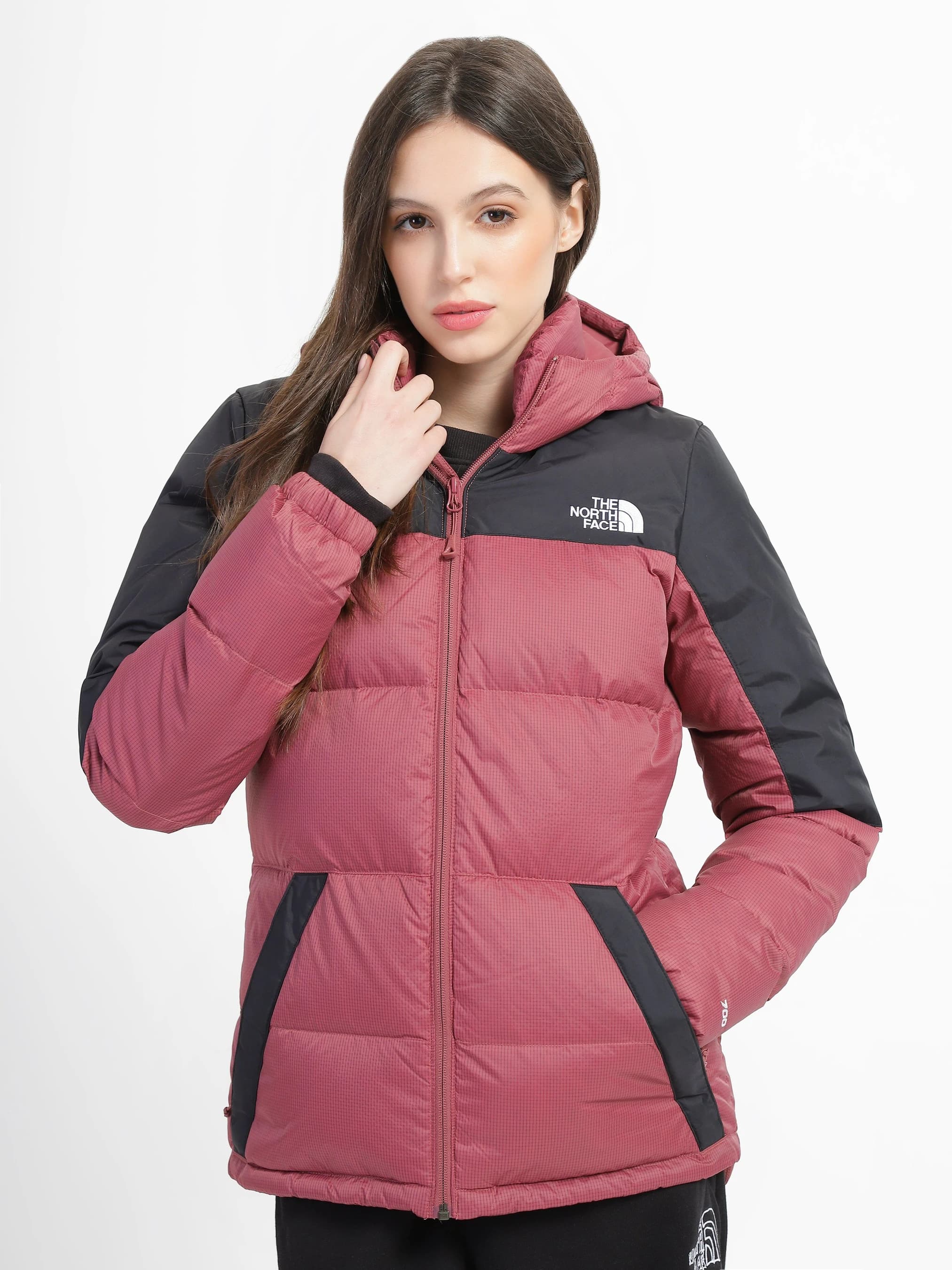 Куртка жіноча The North Face Diablo Down пухова рожево-бордова з капюшоном