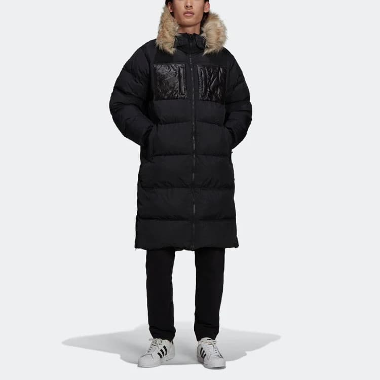 Пуховик чоловічий Adidas Regen Puff Long чорний довгий зі знімним капюшоном