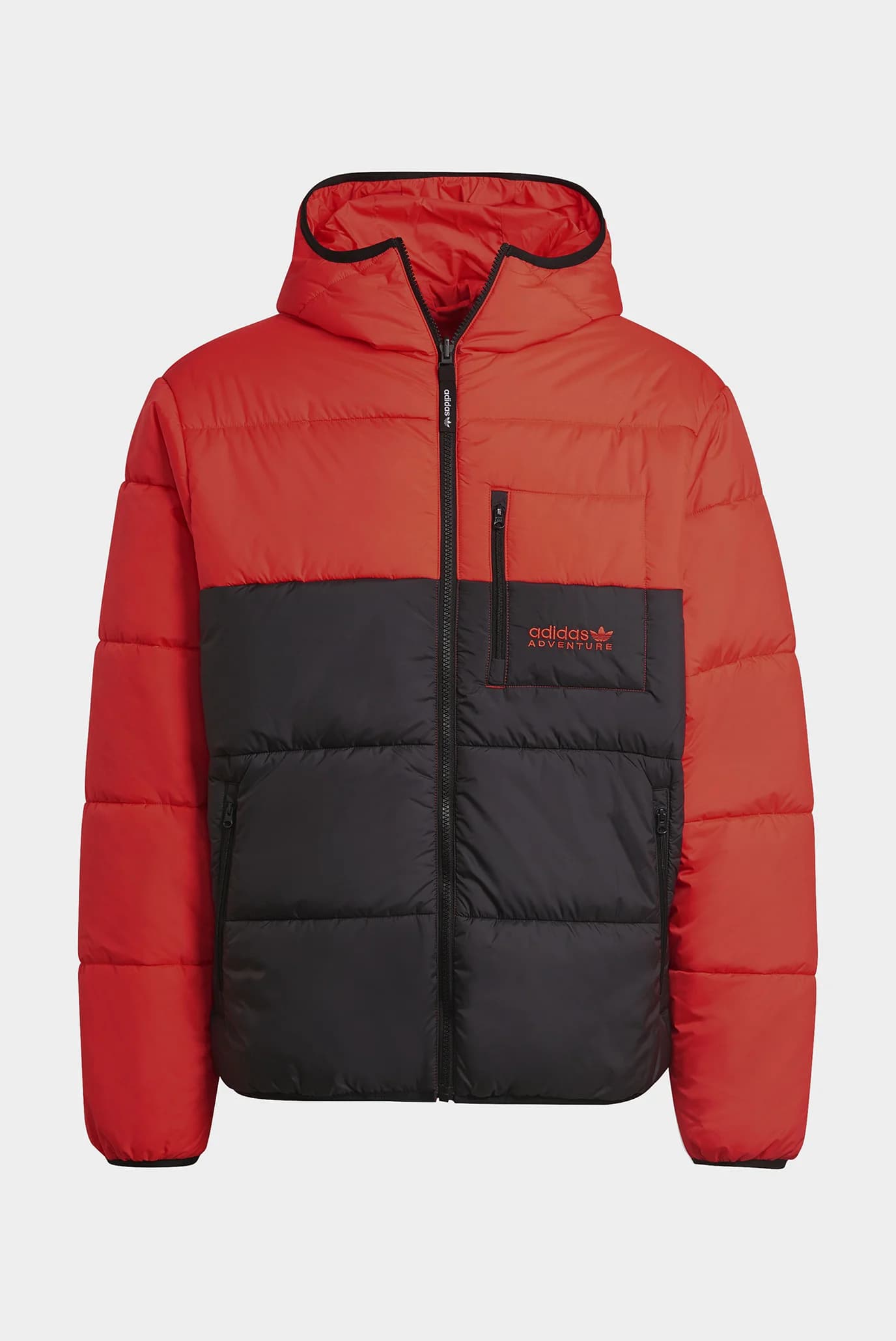 Пуховик чоловічий adidas Adventure двосторонній червоно-чорний з капюшоном